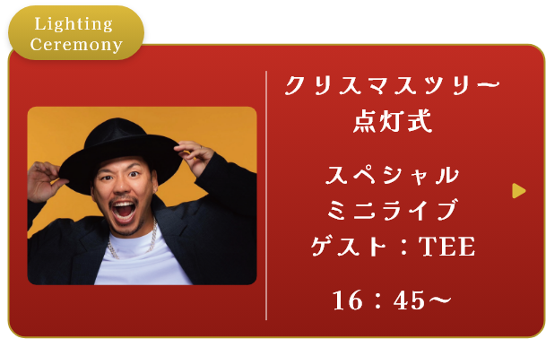 Lighting Ceremony クリスマスツリー点灯式 スペシャルミニライブ ゲスト:TEE 16:45~