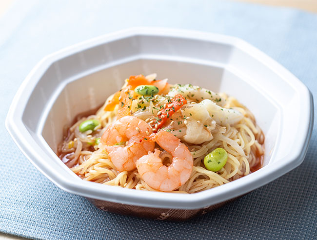 トマトレモン塩スープの海鮮野菜涼風麺