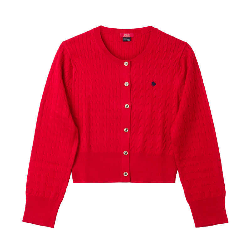 ノーカラーニットカーディガン