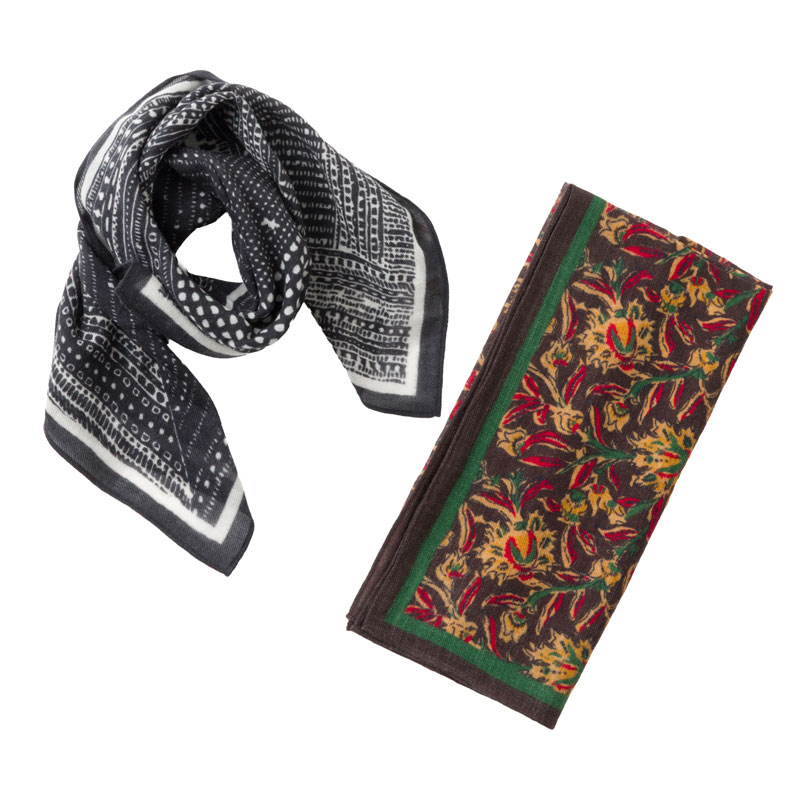 インドプリントウールスカーフ